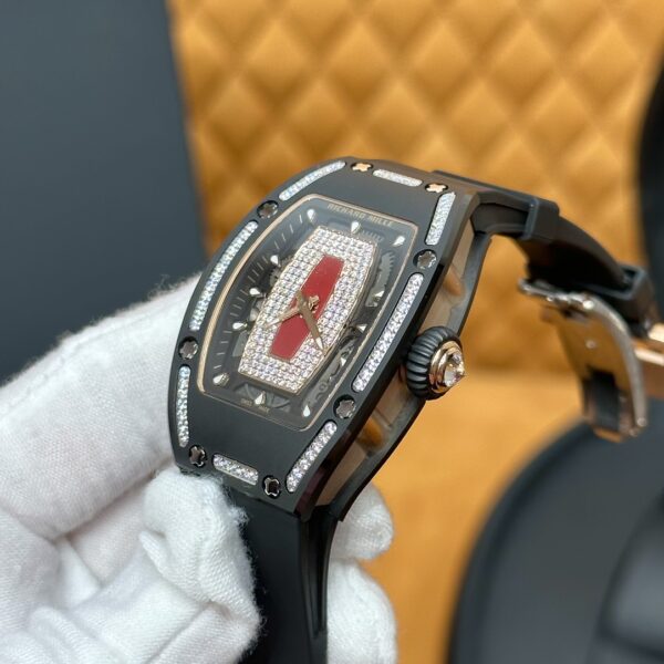 Richard Mille RM07-01 (Black Ceramic, Red Bezel with Diamonds)