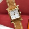 Hermès Heure H Watch (White Dial, Gold Brown Epsom Calf Leather Strap)