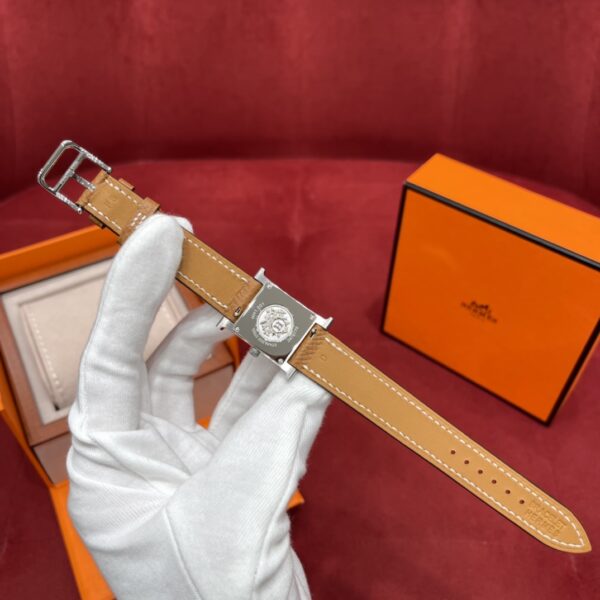 Hermès Heure H Watch (White Dial, Gold Brown Epsom Calf Leather Strap)