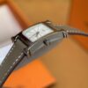 Hermès Heure H Watch (White Dial, Elephant Grey Swift Calf Leather Strap)