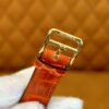 Hermès Heure H Watch (Mother of Pearl Dial, Orange Crocodile Leather Strap)