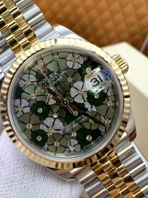 Rolex Datejust m278273-0032 (Olive Green Floral Dial with Diamond Hour Markers)