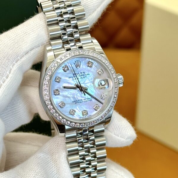 3 Rolex Datejust m278384rbr-0008 (Diamond-Set White Mother-of-Pearl Dial)