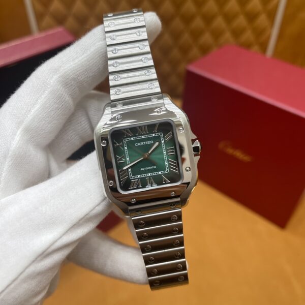 Cartier Santos Series WSSA0061 (Medium Size, Stainless Steel, Smoky Green Dial)