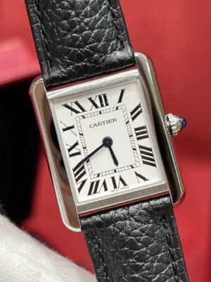 Cartier Tank Series WSTA0030 (Medium Size, Silver Dial, Togo Leather Strap)