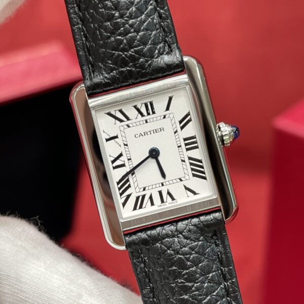 Cartier Tank Series WSTA0030 (Medium Size, Silver Dial, Togo Leather Strap)