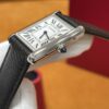 Cartier Tank Series WSTA0041 (New Medium, Stainless Steel, Pearl Silver Dial, Black Calfskin Leather Strap)