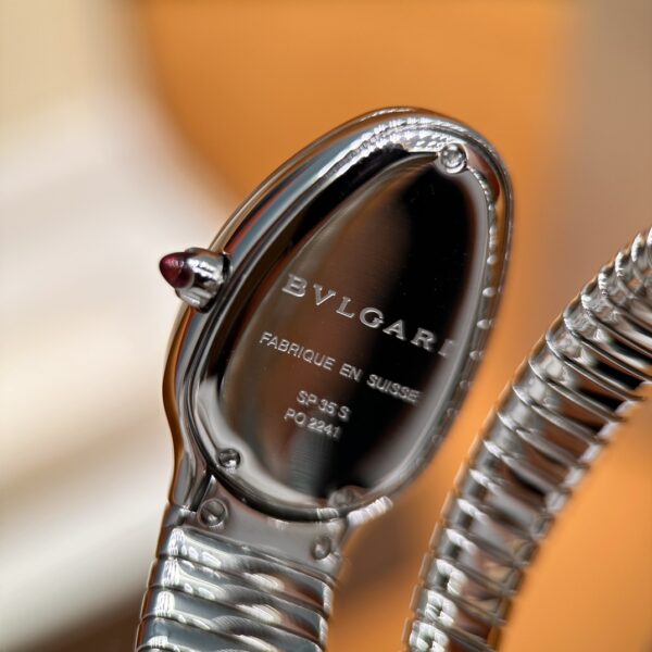 Bvlgari Serpenti Series 101828 SP35C6SS.1T/L (White, Stainless Steel, Pink Spinel Crown, Swiss Quartz Movement)