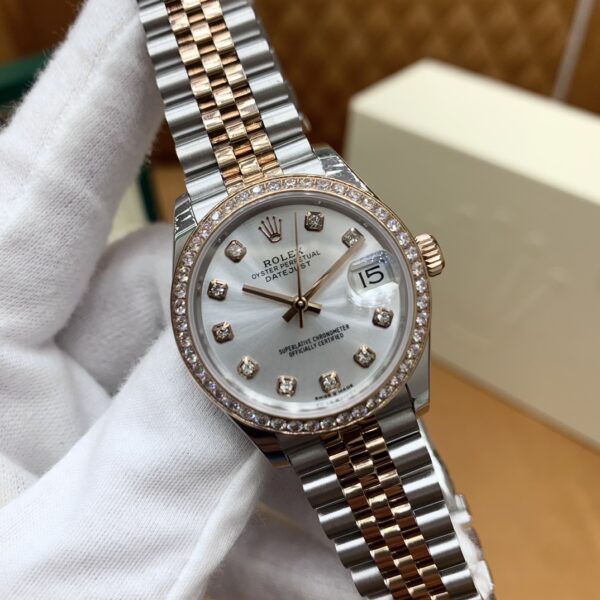 3 Rolex Datejust M278271RBR-0016 (Silver Dial, Rose Gold Diamond Bezel, 31mm)
