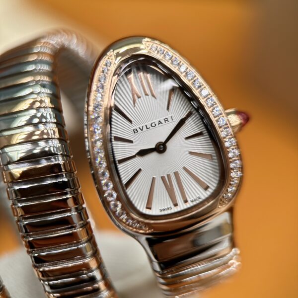 Bvlgari Serpenti 103149 (Silver Dial, Rose Gold & Diamond Accents, 35mm)