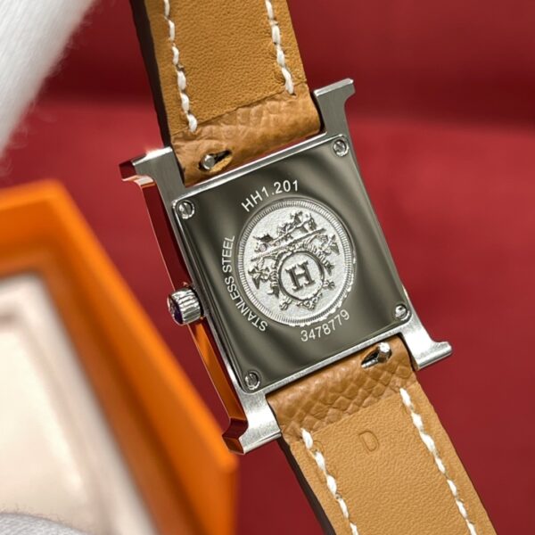 Hermès Heure H Watch (White Dial, Gold Brown Epsom Calf Leather Strap)