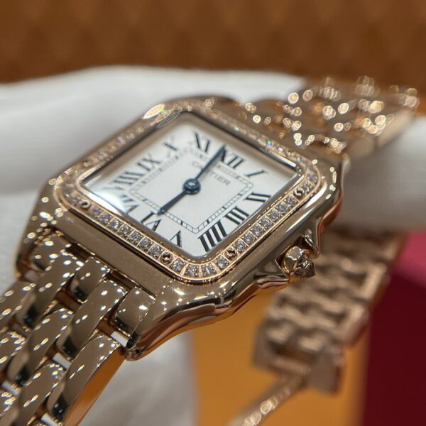 Cartier Panther WJPN0009 (Rose Gold, Swarovski Diamonds, Blue Sapphire, Silver Dial)