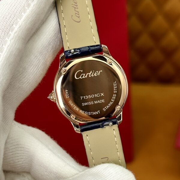 4 Cartier London WJRN0009 (Stainless Steel, Blue Sapphire, Silver Dial, Navy Blue Alligator Leather Strap)