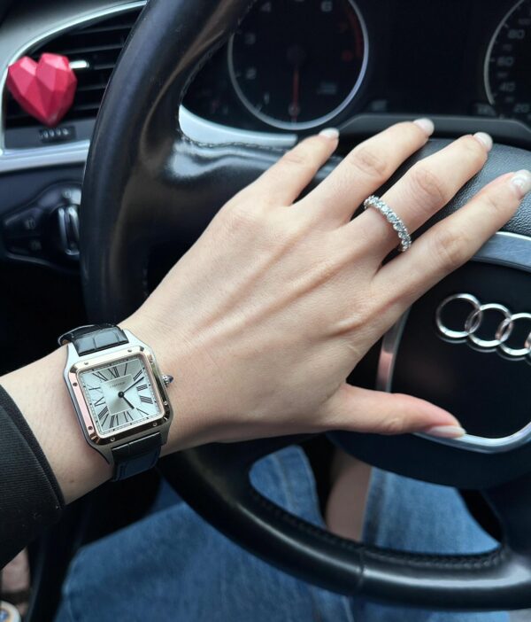 Cartier Santos Series WSSA0022 (Large Size, Stainless Steel with Blue Crocodile Leather Strap)