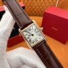 Cartier Tank Series W1529856 (Small, Stainless Steel, Pearl Silver Dial, Brown Crocodile Leather Strap)