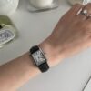 Cartier Tank Series WSTA0042 (New Small, Stainless Steel, Pearl Silver Dial, Black Calfskin Leather Strap)