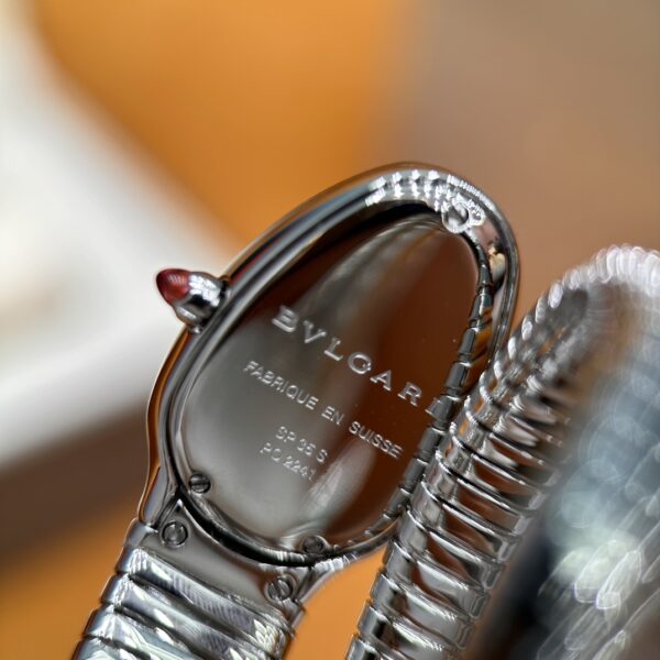 Bvlgari Serpenti Series 101816 SP35C6SDS.1T (White, Stainless Steel, Pink Spinel Crown, Diamond Bezel, Swiss Quartz Movement)