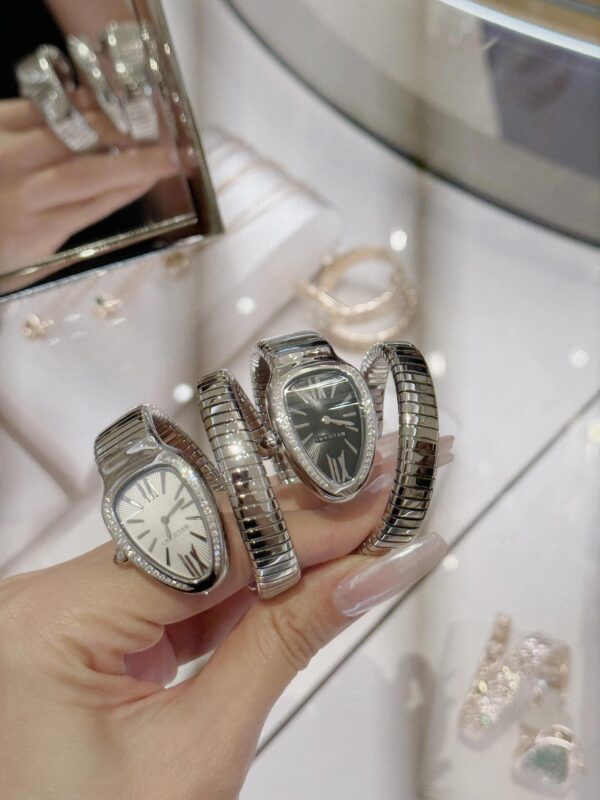 Bvlgari Serpenti Series 101816 SP35C6SDS.1T (White, Stainless Steel, Pink Spinel Crown, Diamond Bezel, Swiss Quartz Movement)