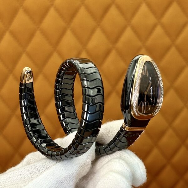 Bvlgari Serpenti 102532 (Black Dial, Rose Gold & Diamond Accents, 35mm)