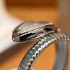 BVLGARI SERPENTI Series 103648 (Two-Tone, Stainless Steel & 18K Gold, Diamond Bezel, White Lacquered Dial, Pink Spinel Crown, Swiss Quartz Movement)