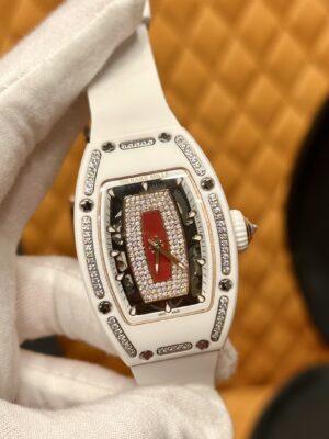 Richard Mille RM07-01 (White Ceramic, Red Bezel with Diamonds)