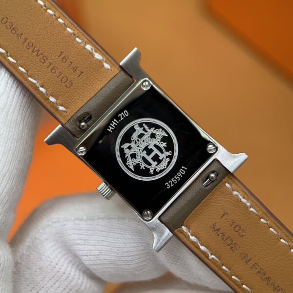 Hermès Heure H Watch (White Dial, Elephant Grey Swift Calf Leather Strap)