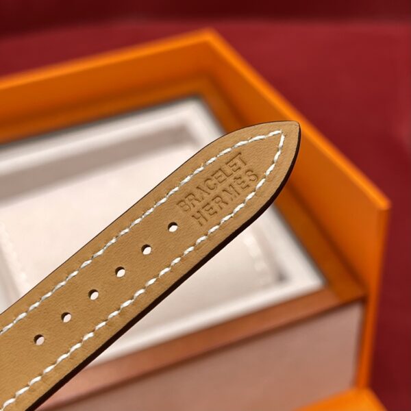 Hermès Heure H Watch (White Dial, Elephant Grey Swift Leather Strap)