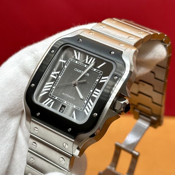 Cartier Santos Series WSSA0037 (Gradient Gray Dial, Automatic Movement, Stainless Steel, Multi-Faceted Spinel Crown)