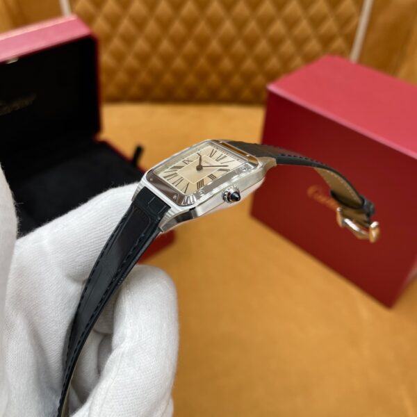 Cartier Santos Series WSSA0022 (Large Size, Stainless Steel with Blue Crocodile Leather Strap)