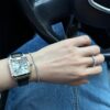 Cartier Santos Series WSSA0022 (Large Size, Stainless Steel with Blue Crocodile Leather Strap)