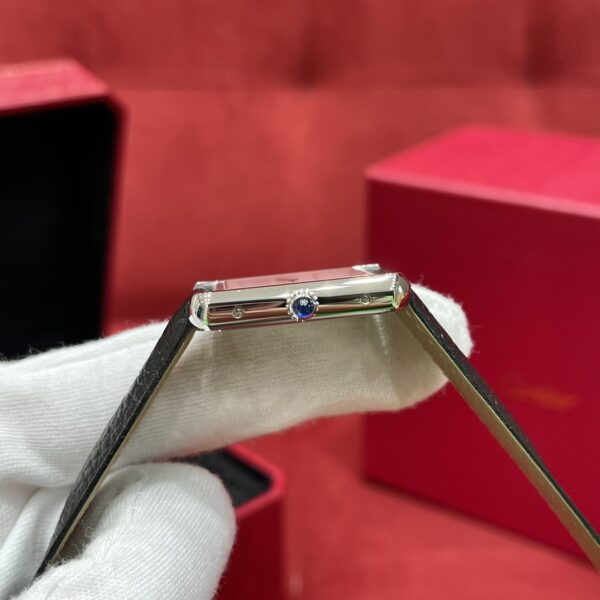 Cartier Tank Series WSTA0030 (Medium Size, Silver Dial, Togo Leather Strap)