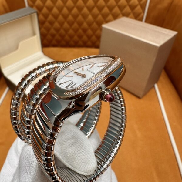 Bvlgari Serpenti 103149 (Silver Dial, Rose Gold & Diamond Accents, 35mm)