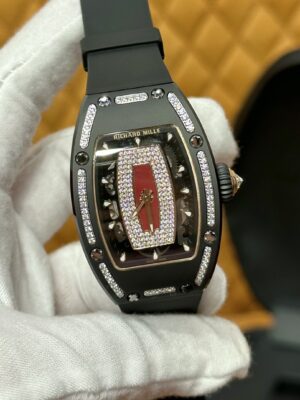 Richard Mille RM07-01 (Black Ceramic, Red Bezel with Diamonds)