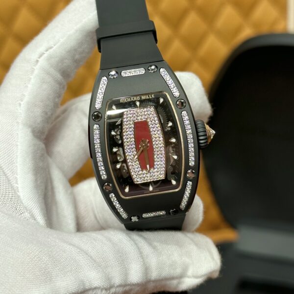 Richard Mille RM07-01 (Black Ceramic, Red Bezel with Diamonds)
