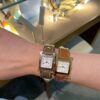 Hermès Heure H Watch (White Dial, Gold Brown Epsom Calf Leather Strap)