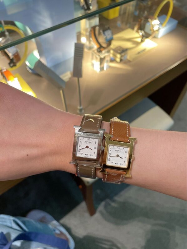 Hermès Heure H Watch (White Dial, Gold Brown Epsom Calf Leather Strap)