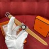Hermès Heure H Watch (White Dial, Elephant Grey Swift Leather Strap)