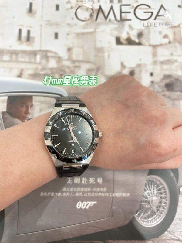 6 Omega Constellation 131.33.41.21.01.001 (Black Polished Ceramic Bezel, Stainless Steel, Hybrid Strap)