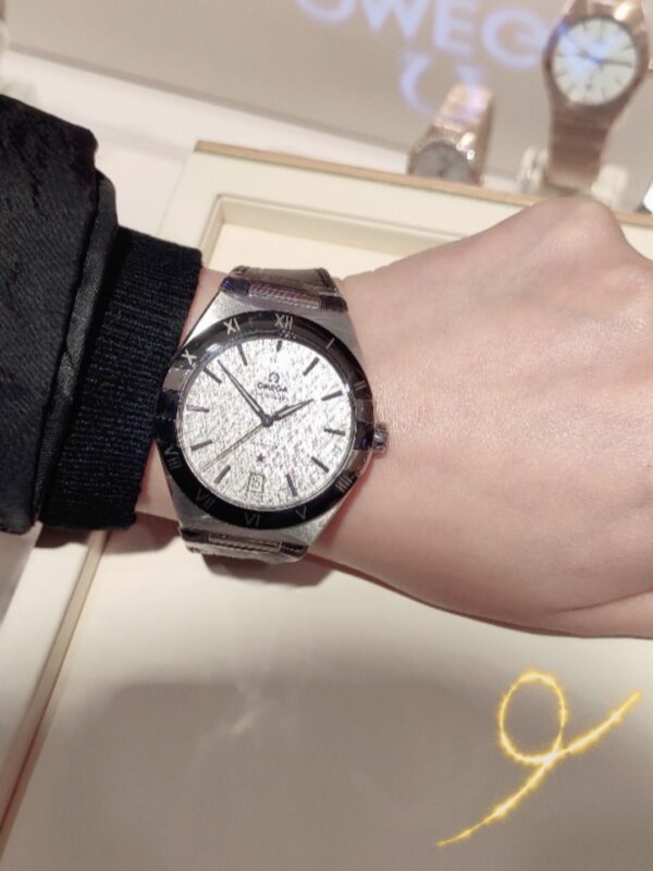 Omega Constellation 131.33.41.21.06.001 (Gray Silk Dial, Stainless Steel, Black Ceramic, Hybrid Strap)