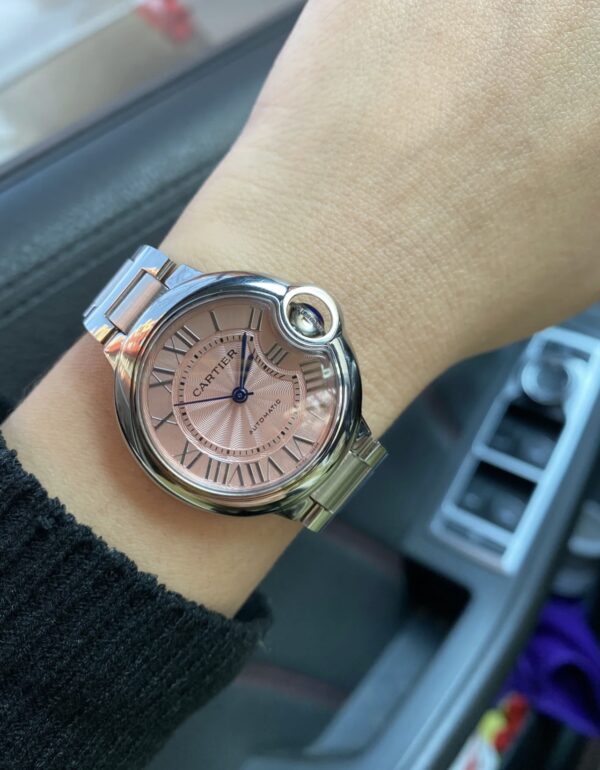 Cartier WSBB0046 (Stainless Steel, Pink Guilloché Dial, Blue Sapphire, Automatic Movement)