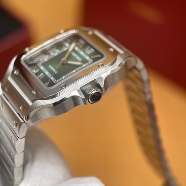 Cartier Santos Series WSSA0061 (Medium Size, Stainless Steel, Smoky Green Dial)