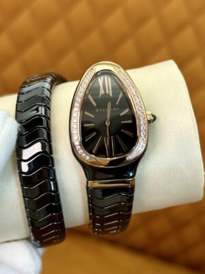Bvlgari Serpenti 102532 (Black Dial, Rose Gold & Diamond Accents, 35mm)