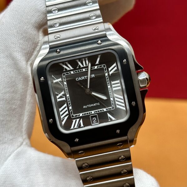 Cartier Santos Series WSSA0037 (Gradient Gray Dial, Automatic Movement, Stainless Steel, Multi-Faceted Spinel Crown)