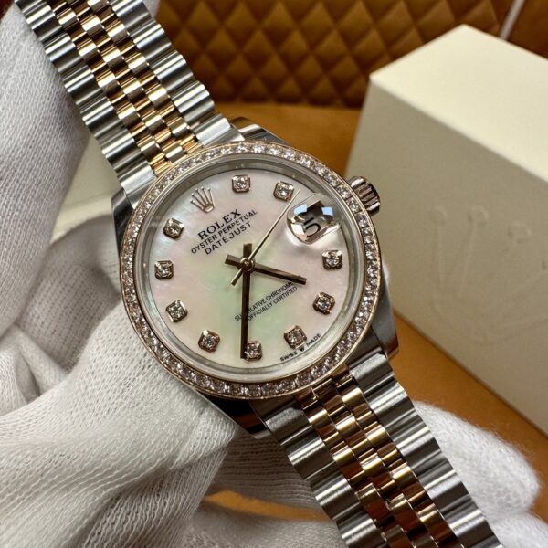 7 Rolex Datejust m278381rbr-0026 (Diamond-Set White Mother-of-Pearl Dial)