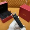 Cartier Santos Series WSSA0022 (Large Size, Stainless Steel with Blue Crocodile Leather Strap)