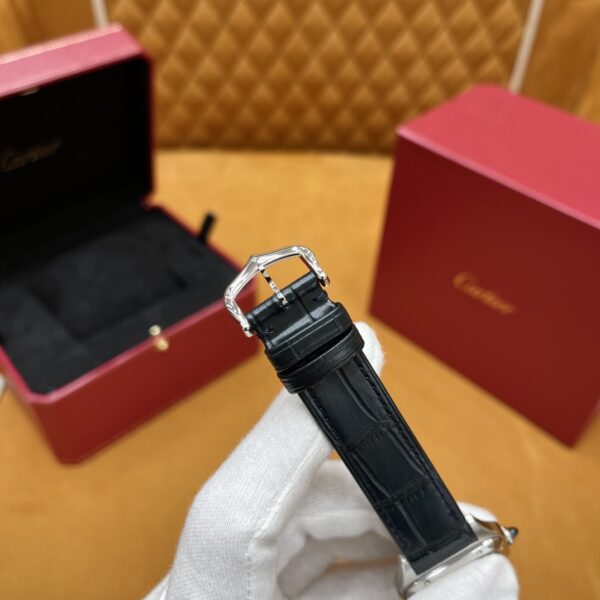Cartier Santos Series WSSA0022 (Large Size, Stainless Steel with Blue Crocodile Leather Strap)