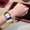 Cartier Tank Series WSTA0041 (New Medium, Stainless Steel, Pearl Silver Dial, Black Calfskin Leather Strap)