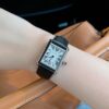 Cartier Tank Series WSTA0042 (New Small, Stainless Steel, Pearl Silver Dial, Black Calfskin Leather Strap)