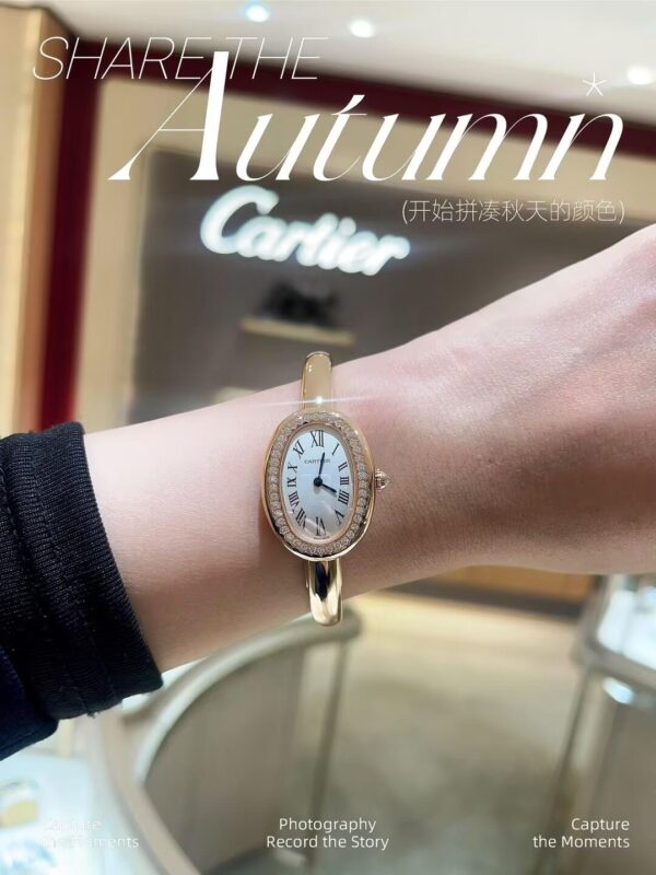 7 Cartier Baignoire Series WJBA0042 (Rose Gold Diamond Bezel) (Mini Size)