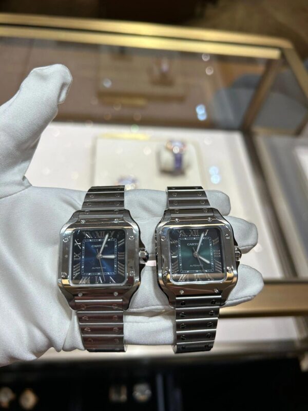 Cartier Santos Series WSSA0061 (Medium Size, Stainless Steel, Smoky Green Dial)